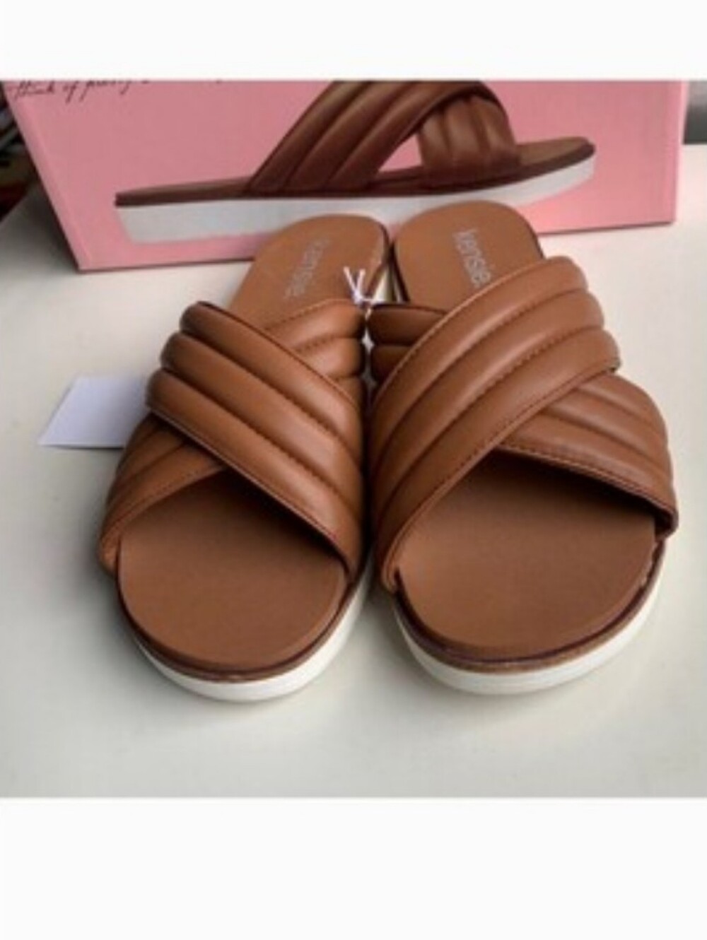Kensie Ladies' Cross Band Dream Sandals Tan Sz 10 - Picture 2 of 3